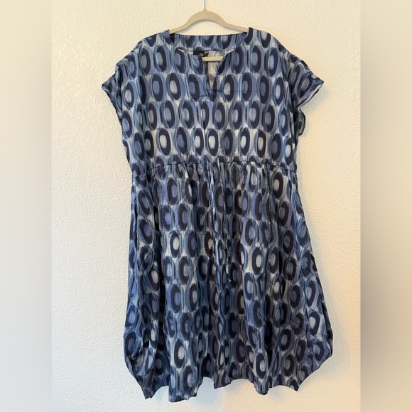Lisa Bayne Artful Blue Patterned Women's Relaxed Tunic Size XS- Small - Picture 3 of 8